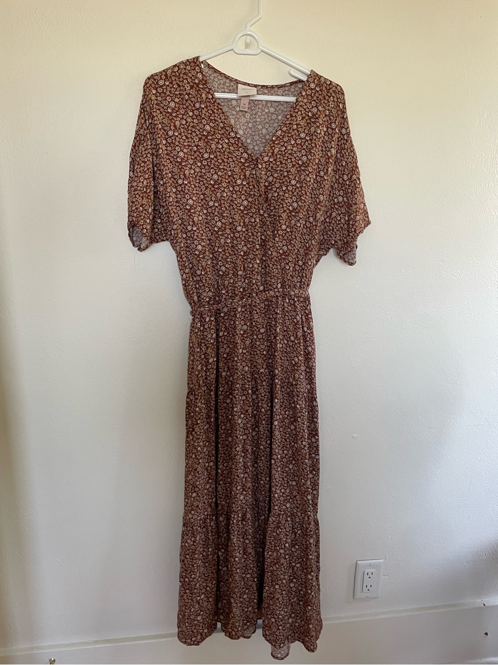 Knox Rose Brown Floral Maxi Dress with Tie Waist
